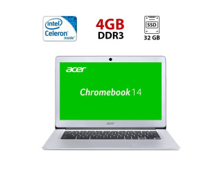 БУ Ультрабук Acer ChromeBook CB3-431 / 14&quot; (1920x1080) TN / Intel Celeron N3160 (4 ядра по 1.6 - 2.24 GHz) / 4 GB DDR3 / 32 GB eMMC / Intel HD Graphics 400 / WebCam / ChromeOS из Европы