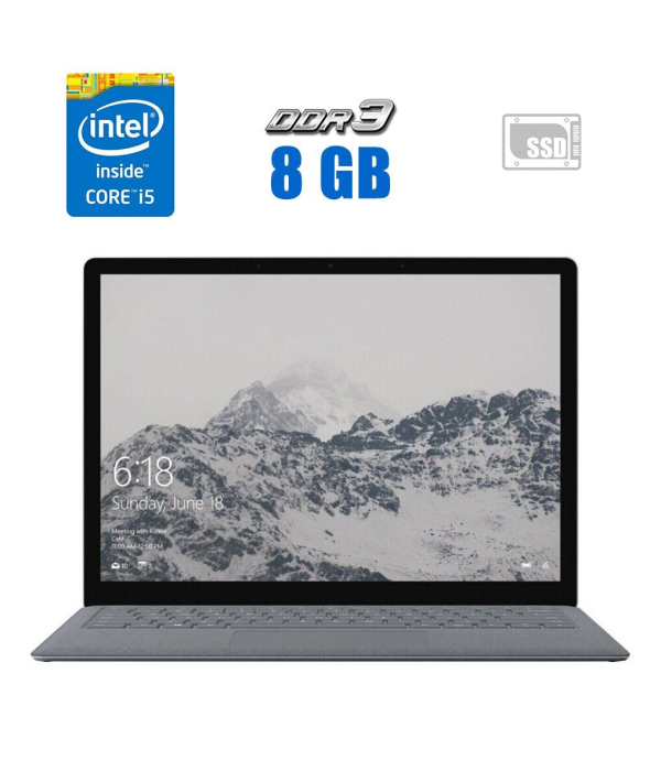Ультрабук Microsoft Surface Laptop 1769 / 13.5&quot; (2256x1504) IPS Touch / Intel Core i5-8250U (4 (8) ядра по 1.6 - 3.4 GHz) / 8 GB DDR3 / 240 GB SSD / Intel UHD Graphics 620 / WebCam - 1