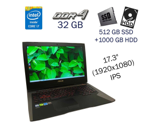 БУ Игровой ноутбук Asus ROG G752VM / 17.3&quot; (1920х1080) IPS / Intel Core i7-6700HQ (4 (8) ядра по 2.6 - 3.5 GHz) / 32 GB DDR4 / 512 GB SSD+1000 GB HDD / nVidia GeForce GTX 1060, 6 GB GDDR5, 192-bit / WebCam из Европы