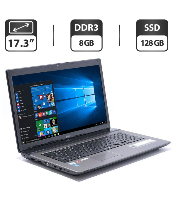 Ноутбук Acer Aspire 7750G / 17.3&quot; (1366x768) TN / Intel Core i5-2410M (2 (4) ядра по 2.3 - 2.9 GHz) / 8 GB DDR3 / 128 GB SSD / Intel HD Graphics 3000 / WebCam / VGA - 1